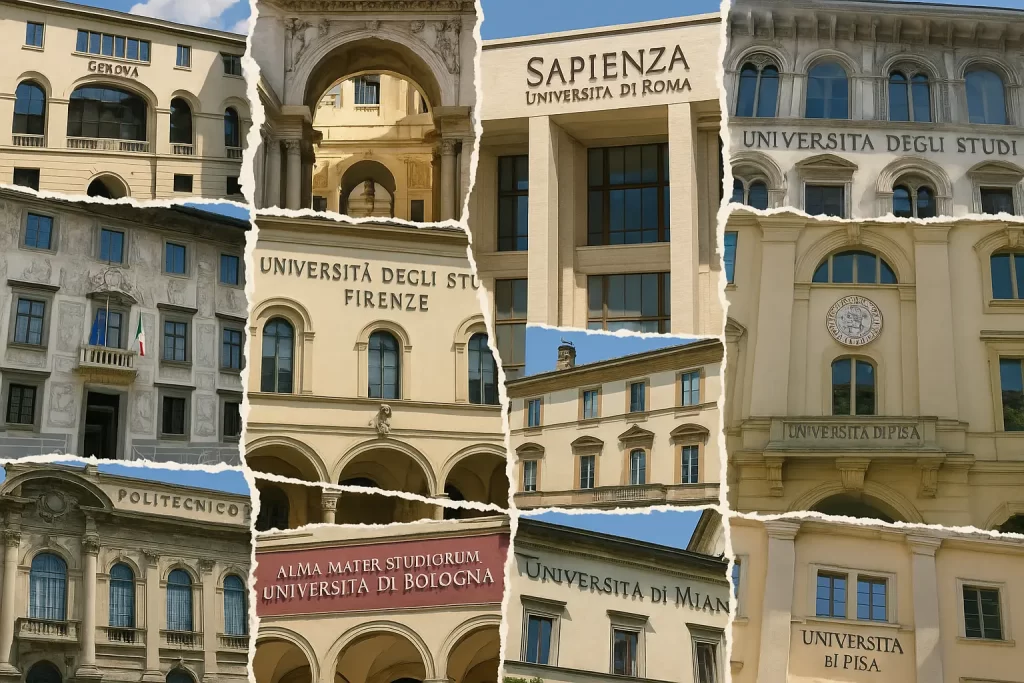 foto divisa in 12 parti con altrettante università italiane