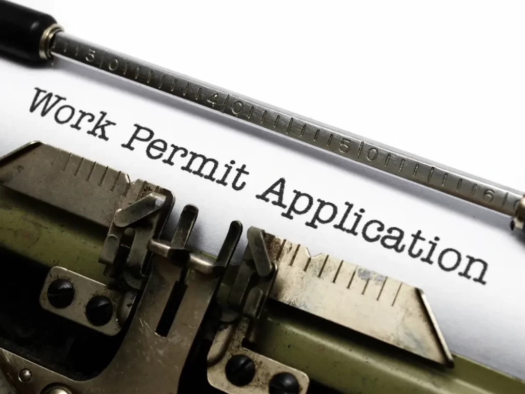 Macchina da scrivere con permessi di lavoro