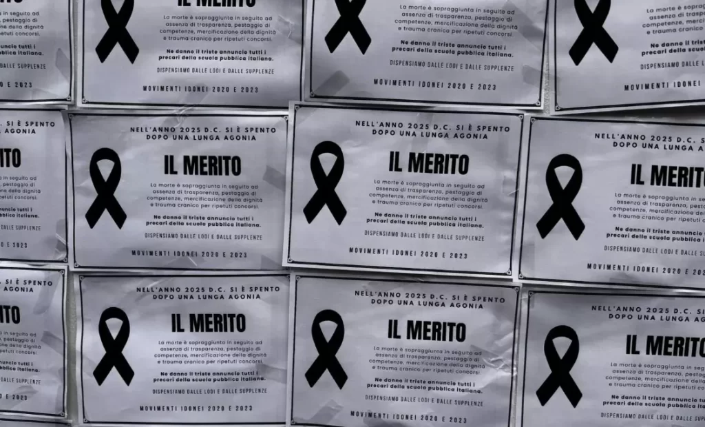 manifesti mortuari per "Il merito"