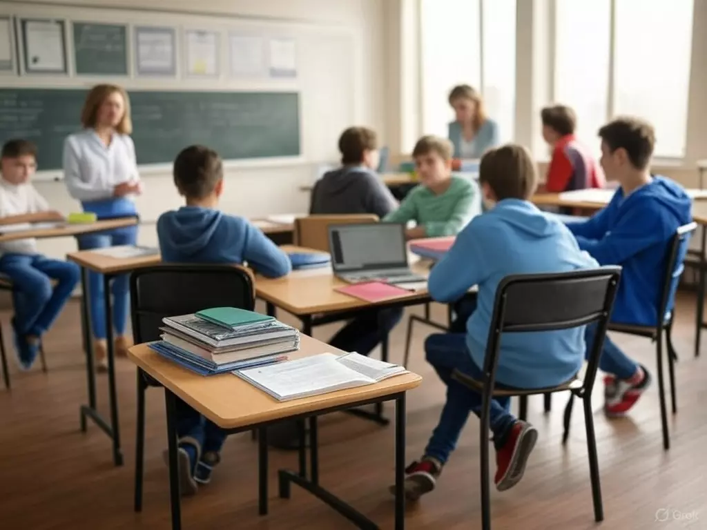 docente ed alunni in classe