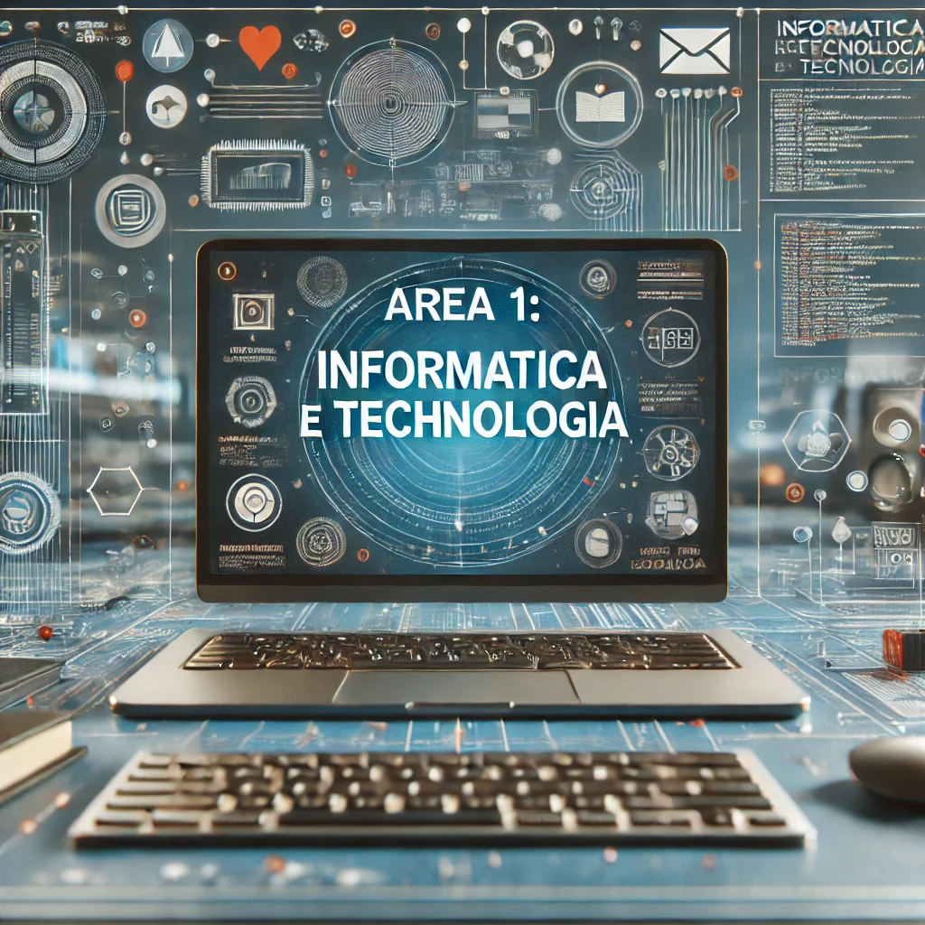 La scritta Area 1: Informatica e Tecnologia e immagini attinenti