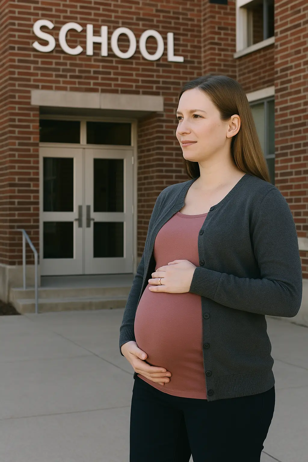 Docente in attesa davanti una scuola