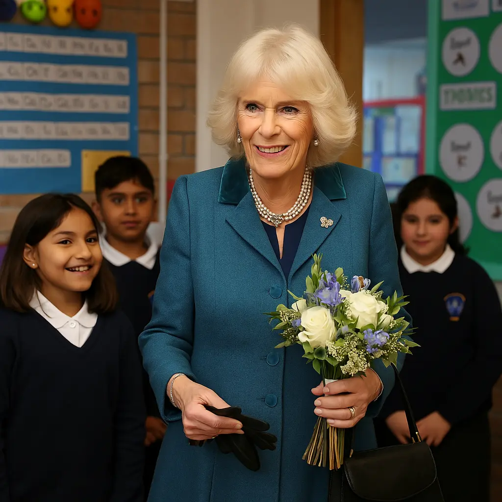 La Regina consorte Camilla in visita all’istituto comprensivo Alessandro Manzoni di Roma