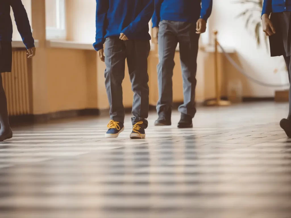 studenti camminano nel corridoio di una scuola