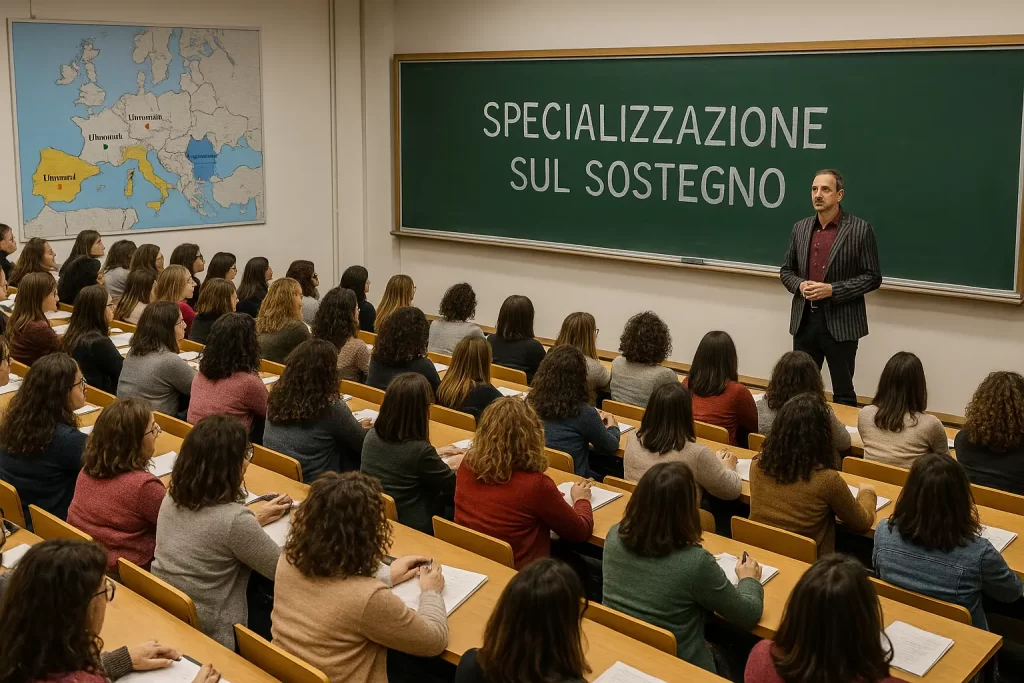 Docenti durante un corso universitario per la specializzazione sul sostegno