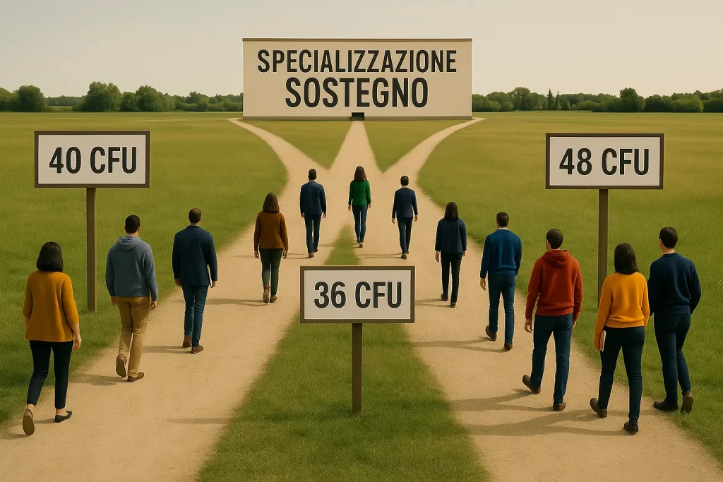 Docenti percorrono tre sentieri da 36, 40 e 48 CFU per ottenere la specializzazione sul sostegno