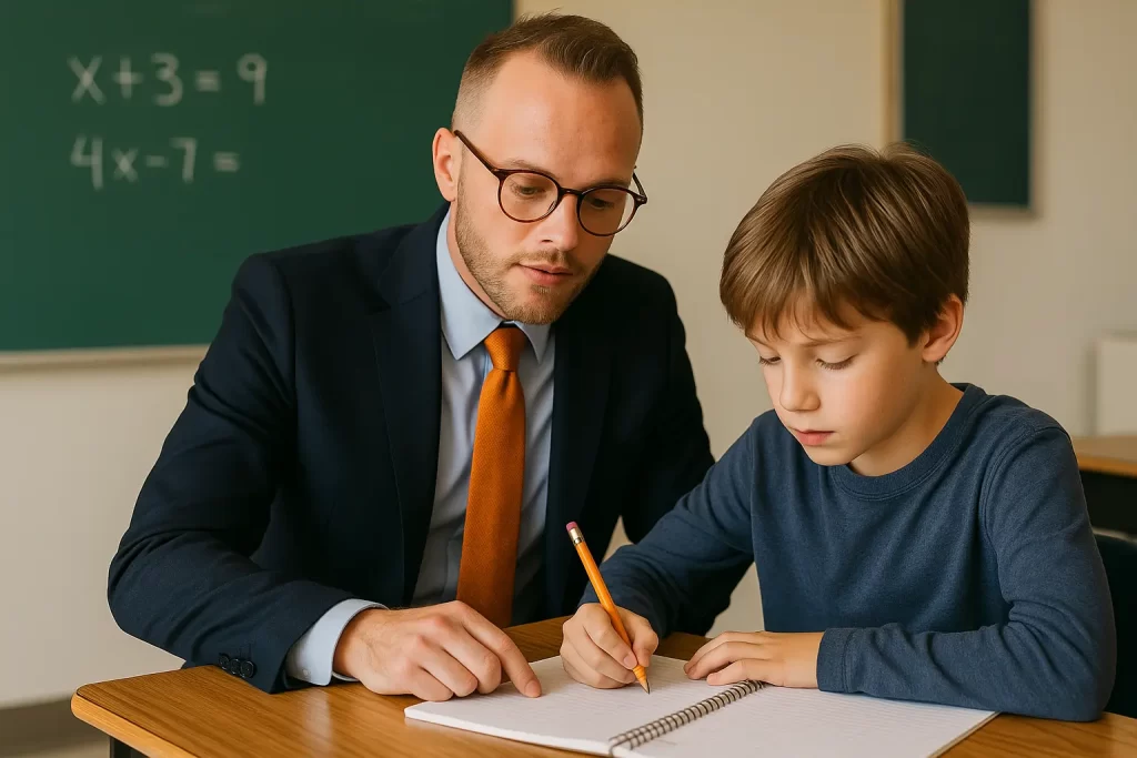 docente di sostegno assiste alunno