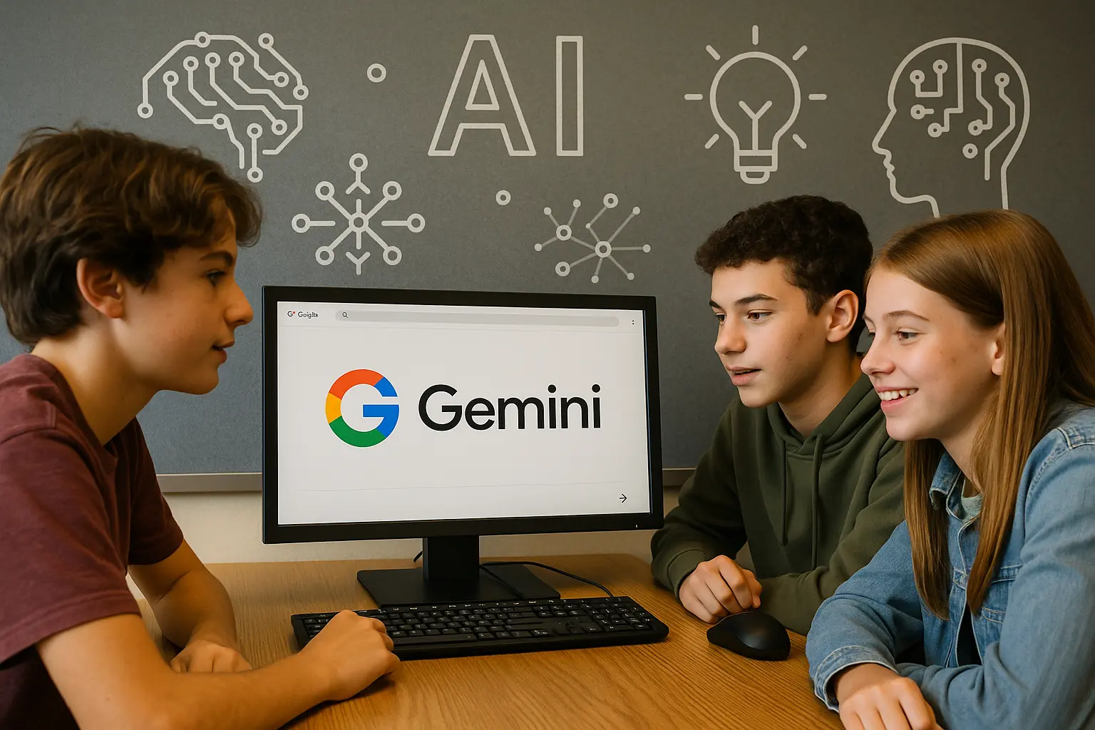 ragazzi minori di 13 anni alle prese con Gemini al pc
