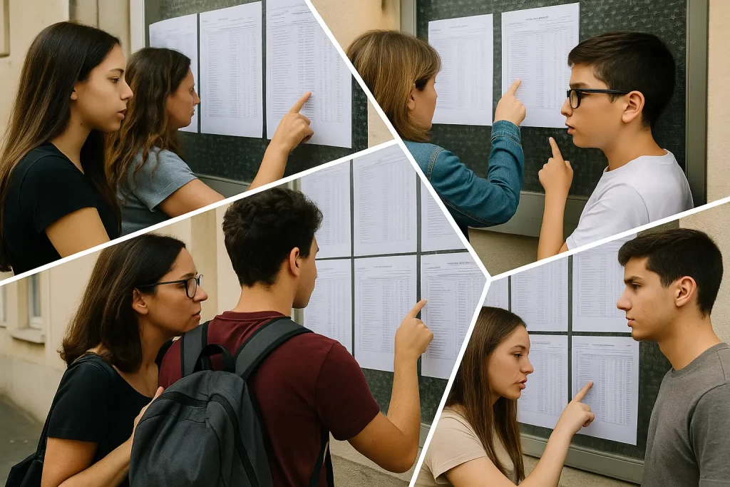 studenti e genitori consultano gli esiti degli scrutini