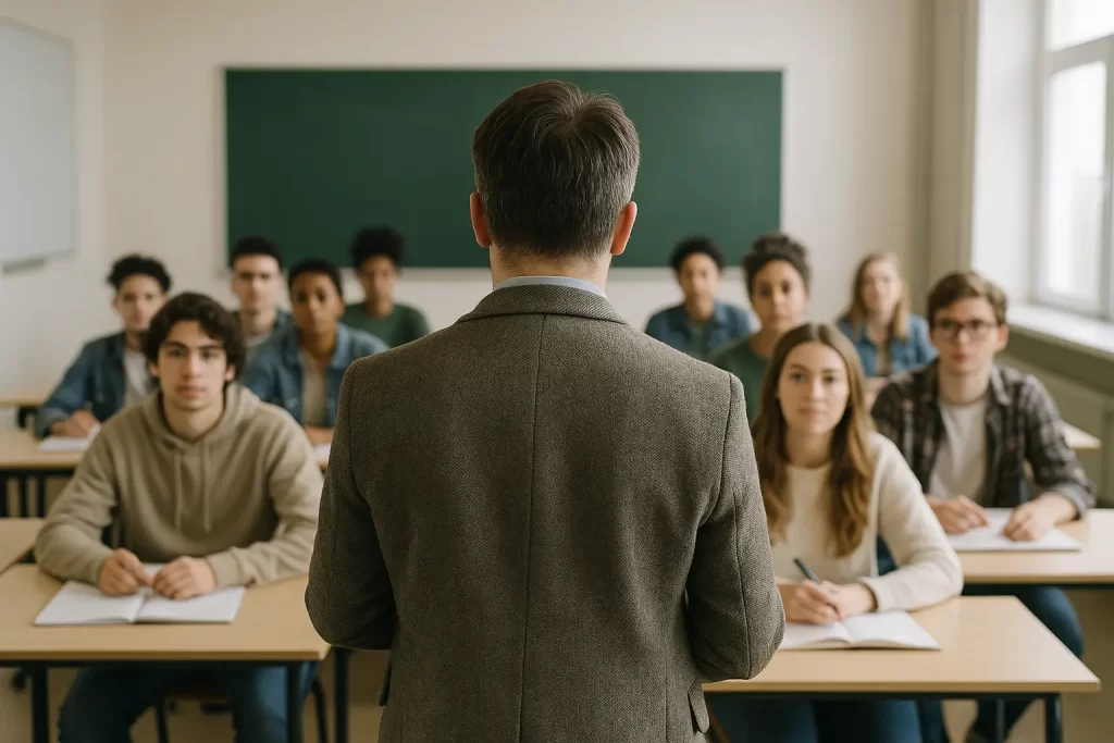 docente di spalle durante una lezione
