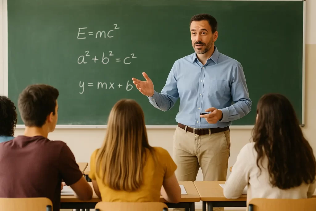 docente in aula durante la lezione