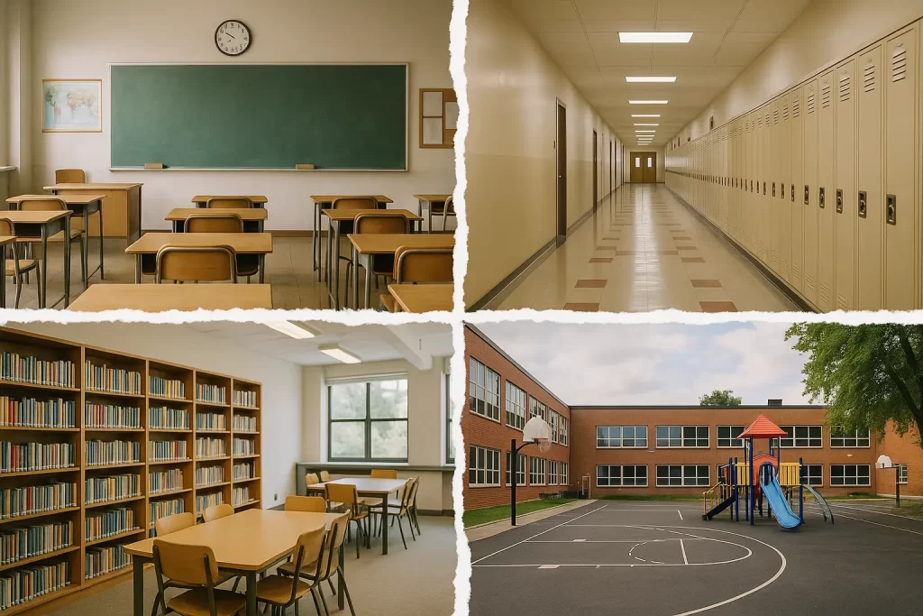 foto divisa in 4 parti, con altrettanti scorci di scuole