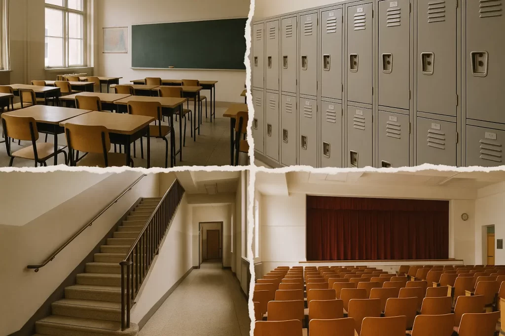foto divisa in 4 parti, con altrettanti scorci di scuole