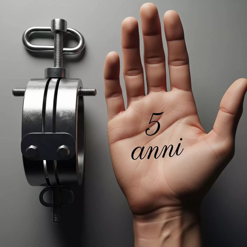 Mano con scritta 5 anni