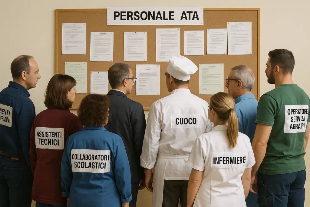 Personale ATA consulta la bacheca scolastica