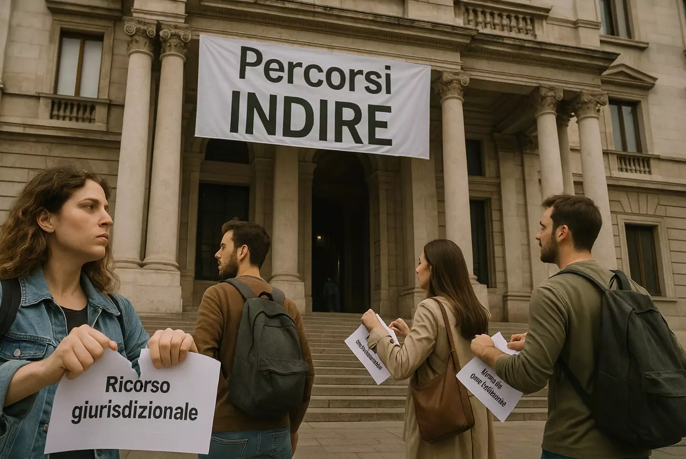docenti strappano il contenzioso giurisdizionale per il riconoscimento del titolo estero davanti ad un edificio in cui si svolgono i percorsi INDIRE
