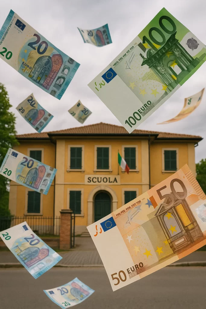 Banconote in viaggio verso una scuola