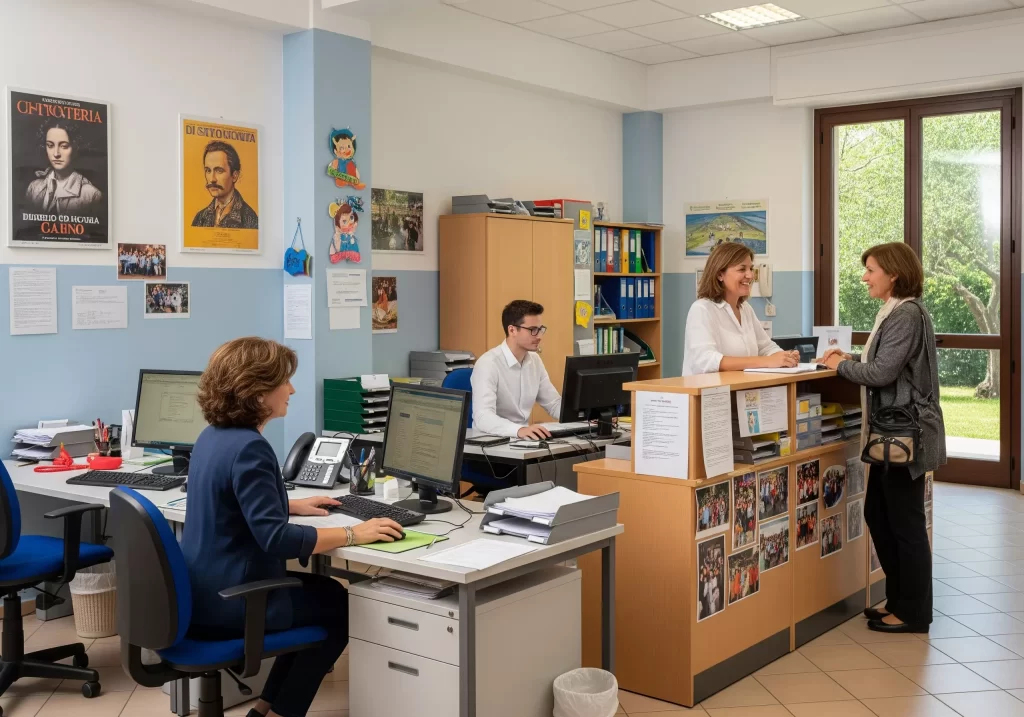 personale ATA al lavoro nella segreteria scolastica
