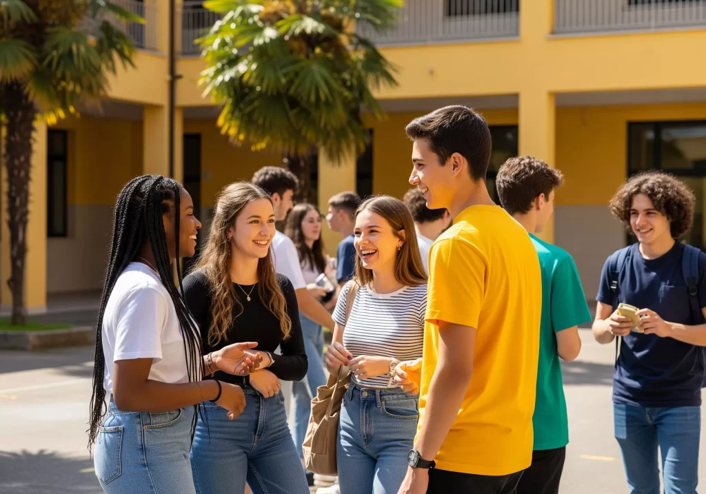 un gruppo di studenti davanti ad una scuola