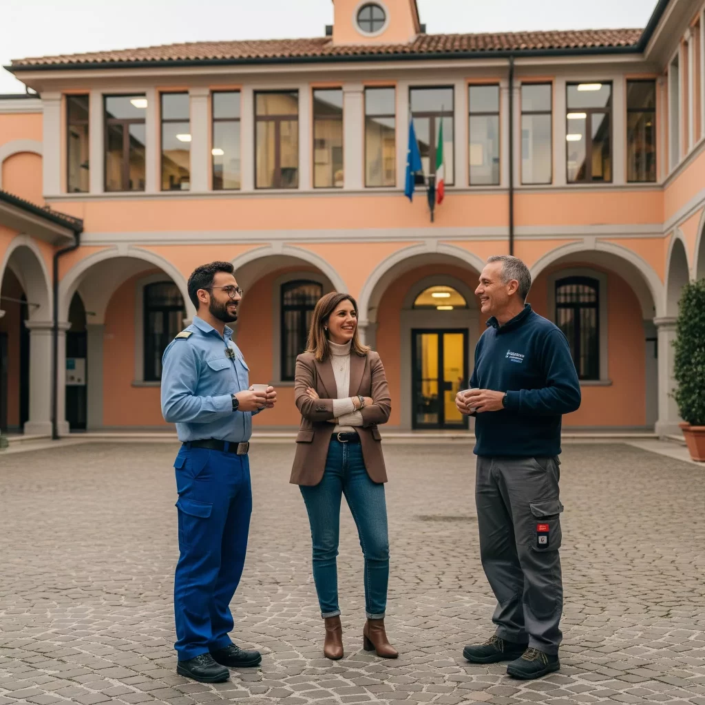 Personale ATA e Dirigente scolastico in corile