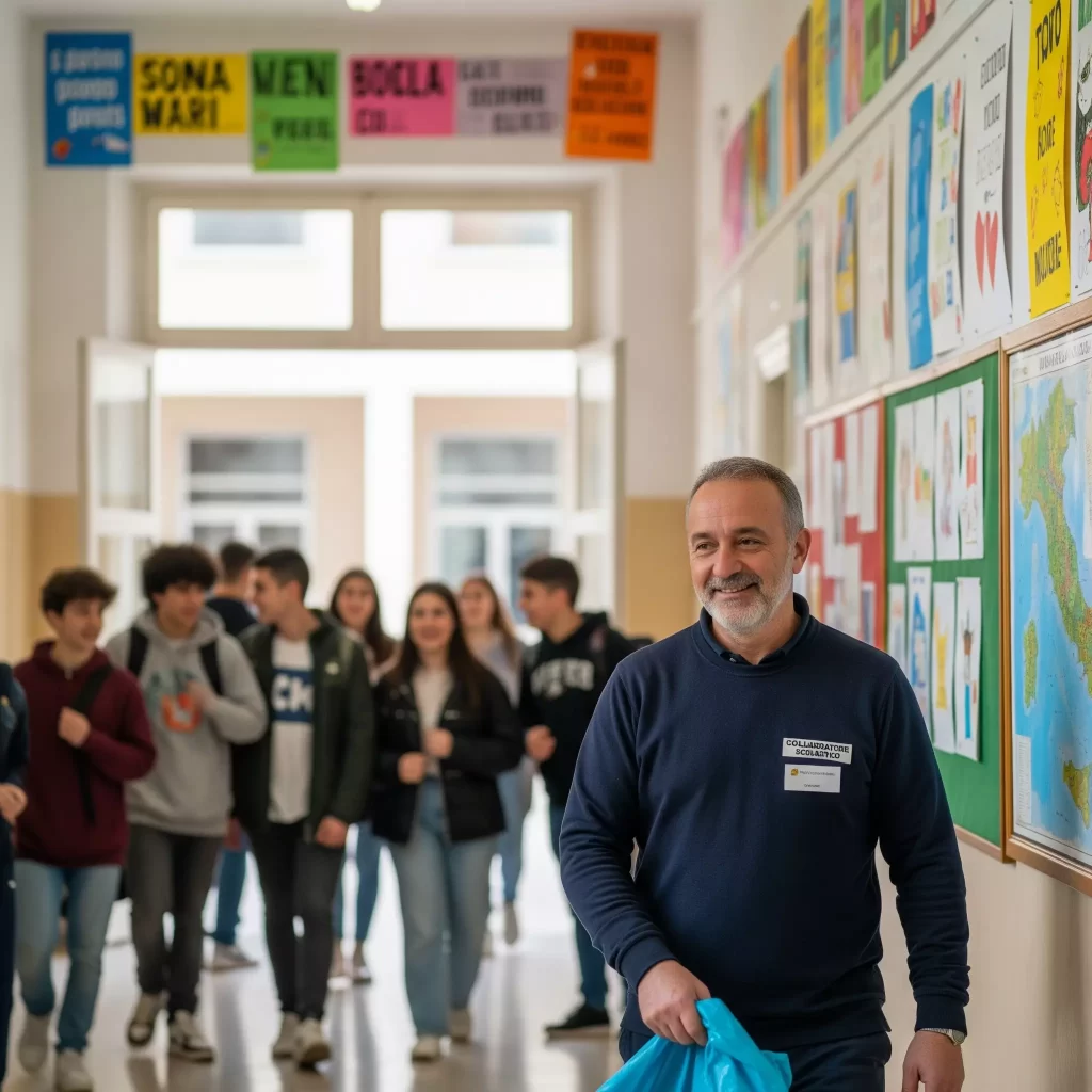 Collaboratore scolastico in corridoio
