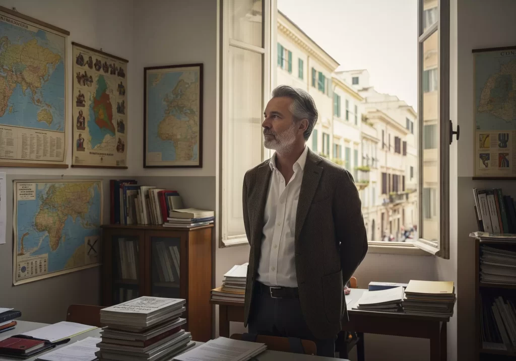 un docente in sala professori