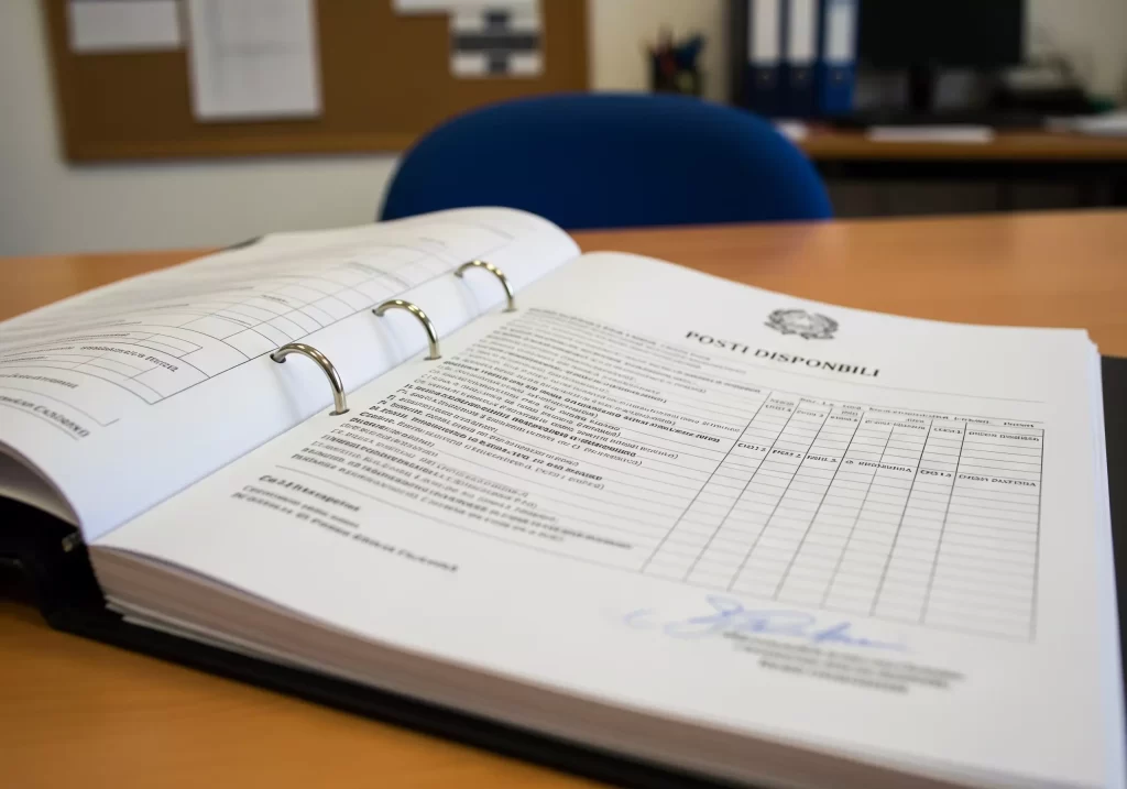 registro aperto con indicazione dei posti disponibili