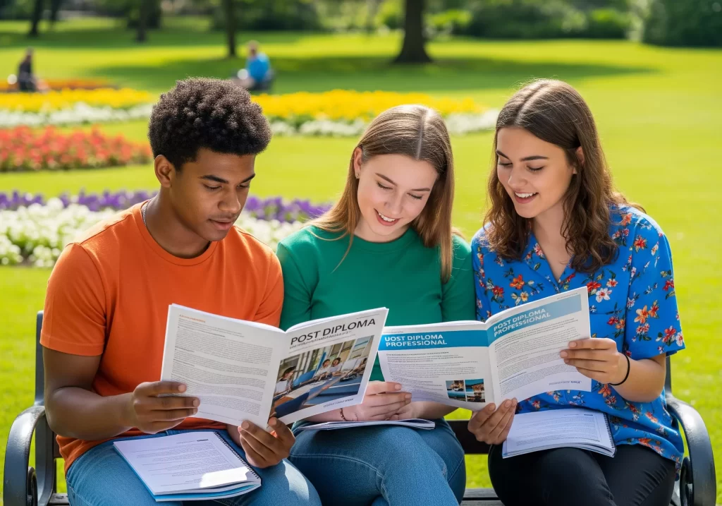 Progetti di Orientamento Scolastico: alcuni studenti consultano materiale informativo relativo a percorsi post diploma