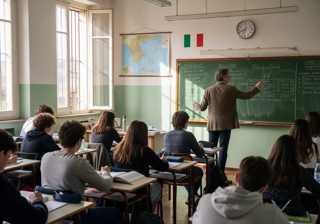 Riforma del voto di condotta: una classe di scuola secondaria durante una lezione
