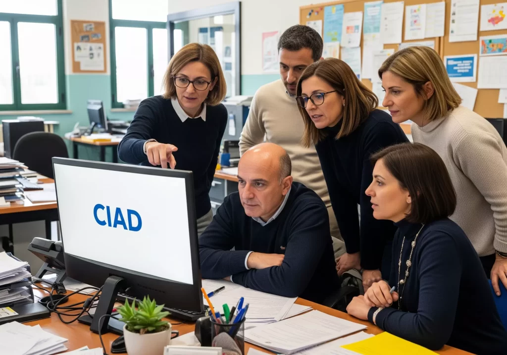 Aggiornamento Graduatorie ATA terza fascia 2024/27: alcune figure ATA davanti ad un PC