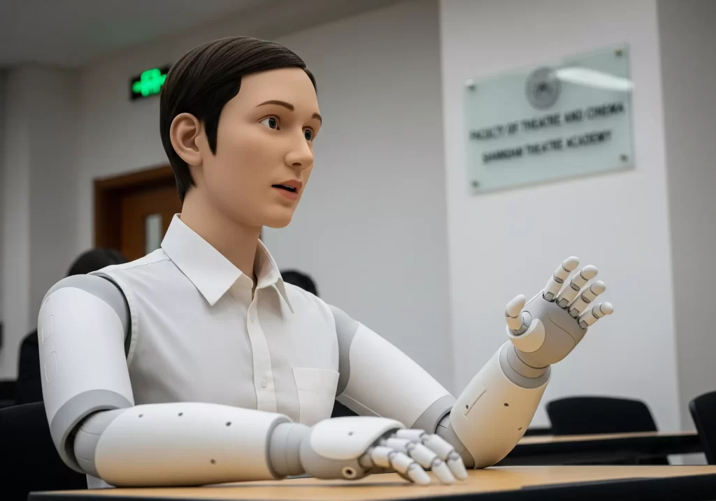 un robot umanoide in un'aula universitaria