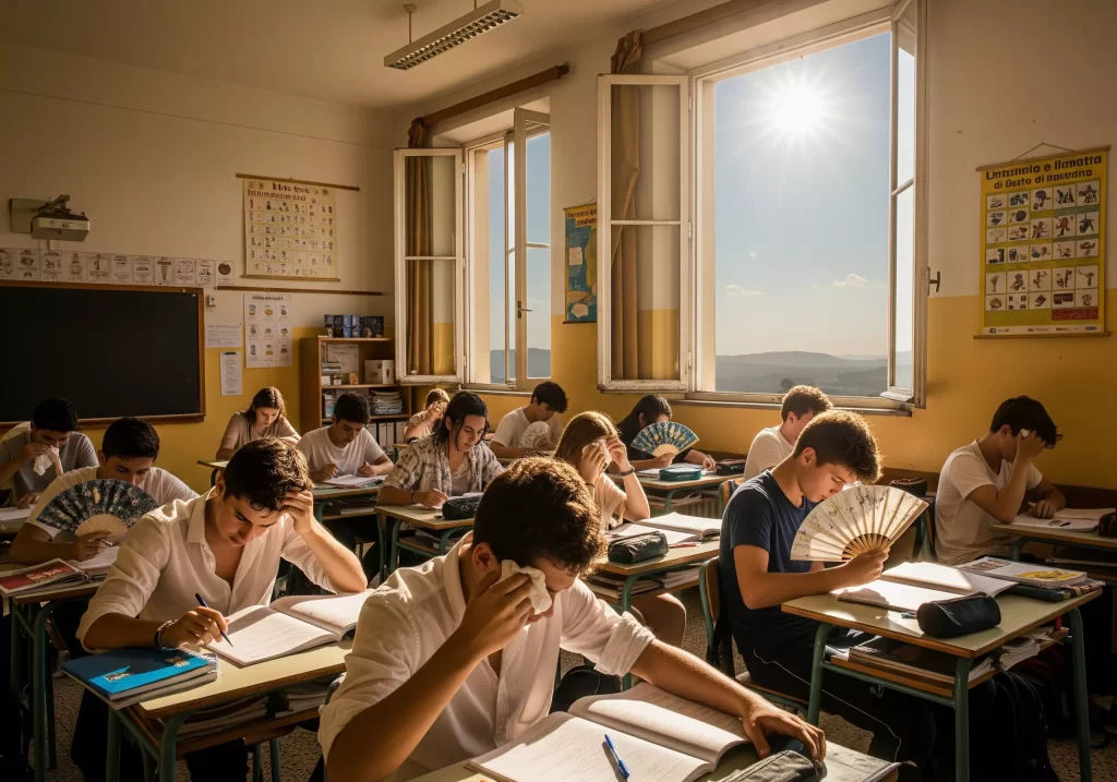 alunni sofferenti in classe a causa del caldo