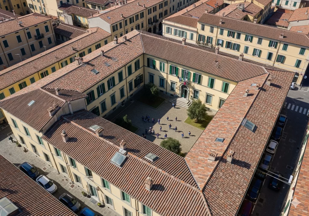 edificio scolastico visto dall'alto