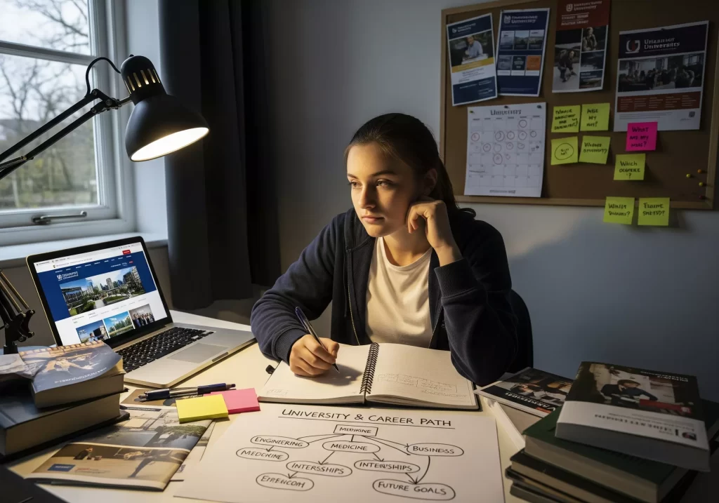 insegnare Storia e Filosofia: studentessa in camera davanti al pc per scegliere la facoltà migliore