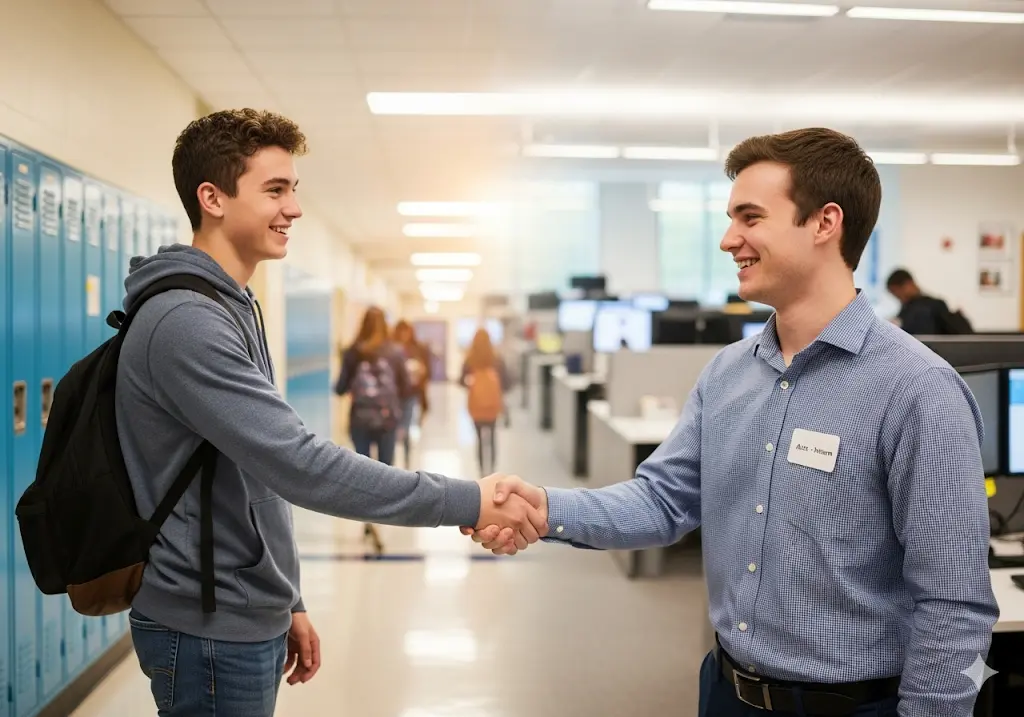 Con la Riforma scuola 4+2 ecco due studenti che si stringono la mano