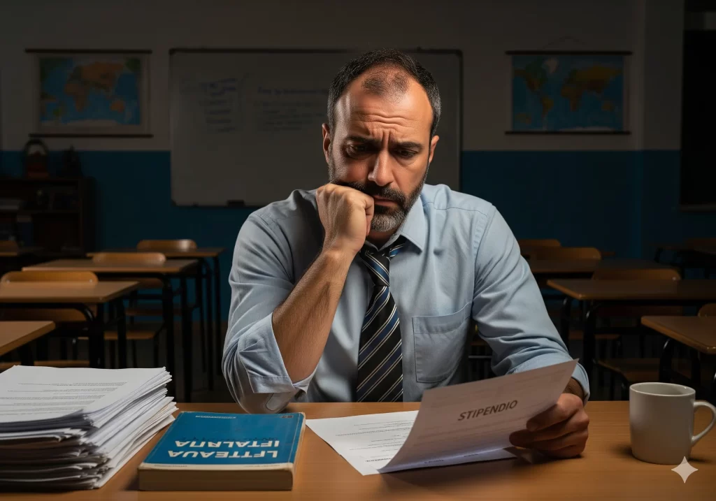 Fascicolo FLC CGIL e Stipendi Docenti 2025: un insegnante analizza sconsolato il proprio stipendio