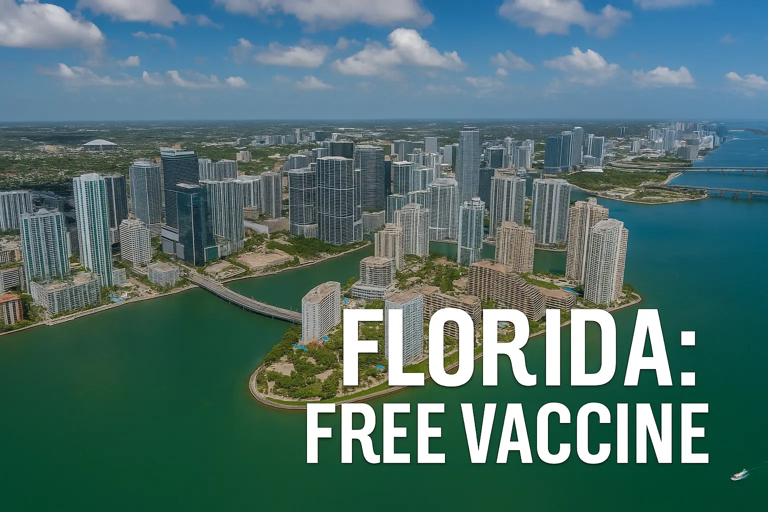 panorama della Florida e la scritta "Florida: free vaccine"
