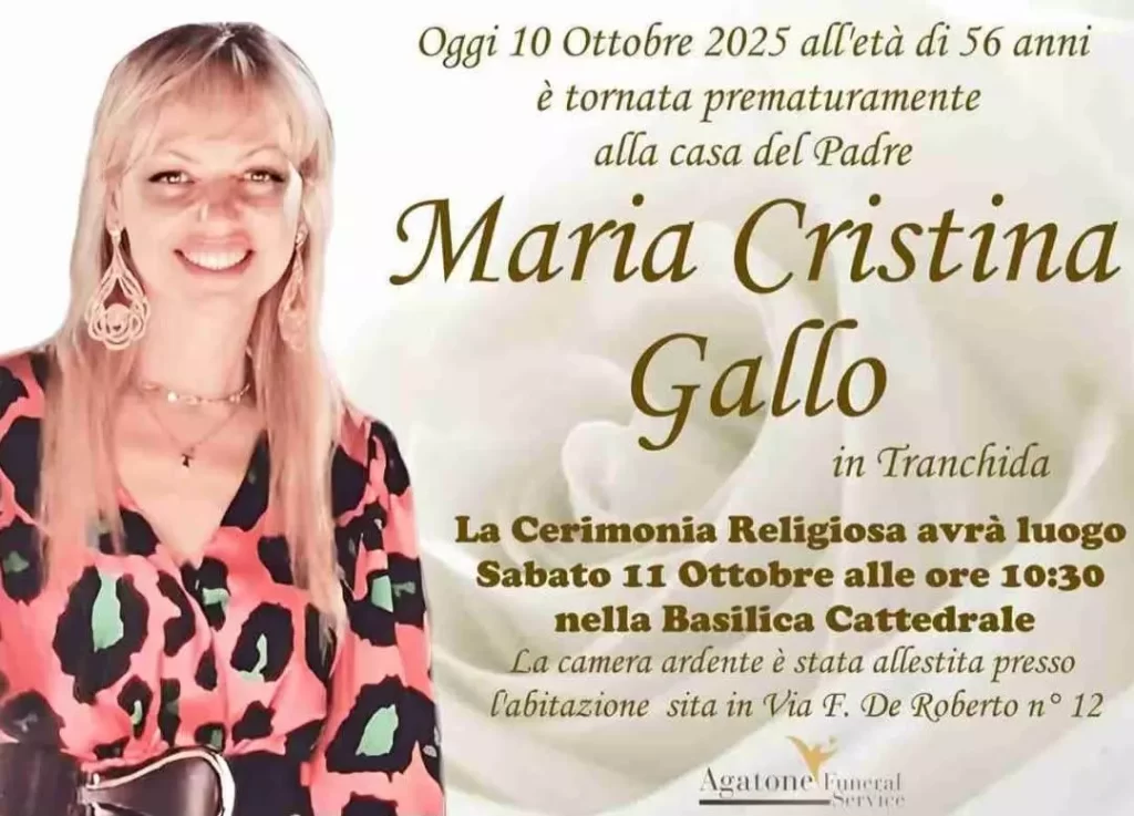 Maria Cristina Gallo: il manifesto mortuario