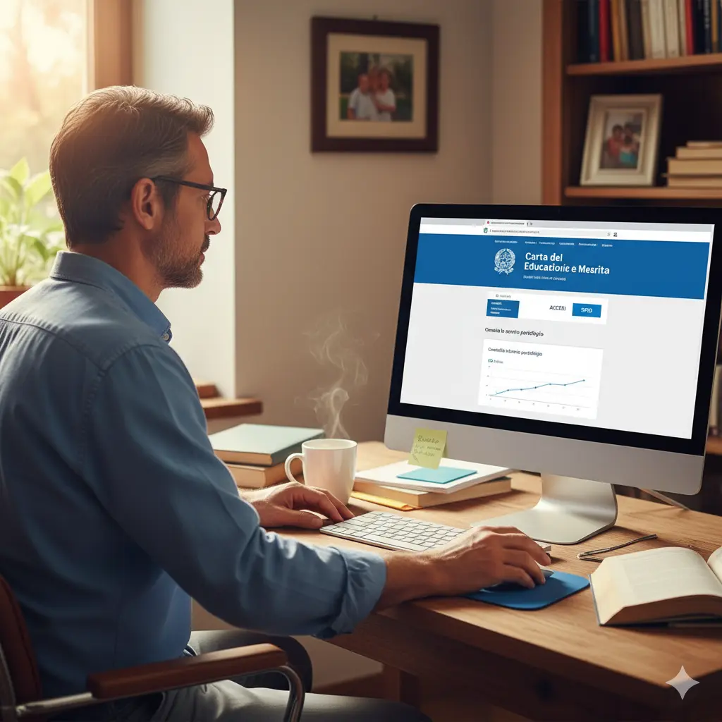 Attesa per il Decreto Carta del Docente 2025: docente consulta il relativo sito ministeriale