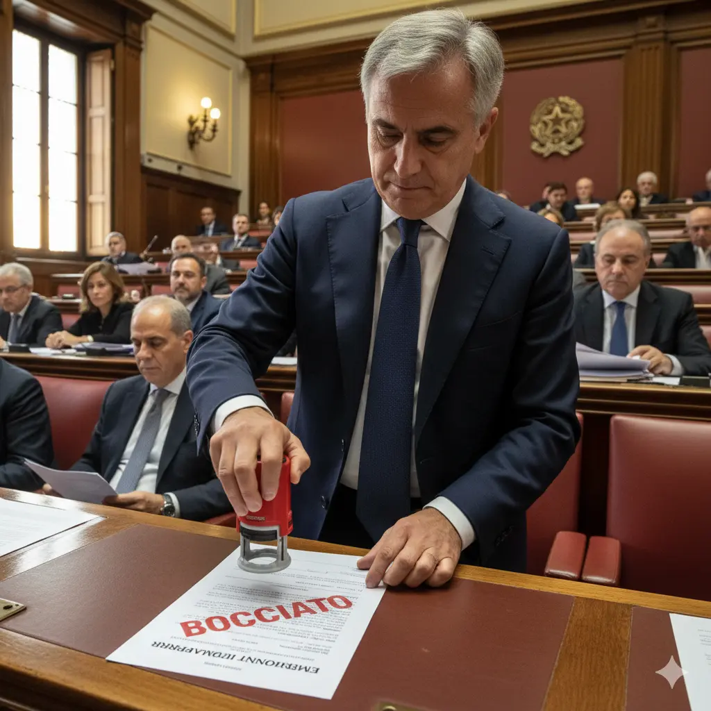 Il timbro "Bocciato" apposto sull'emendamento Idonei