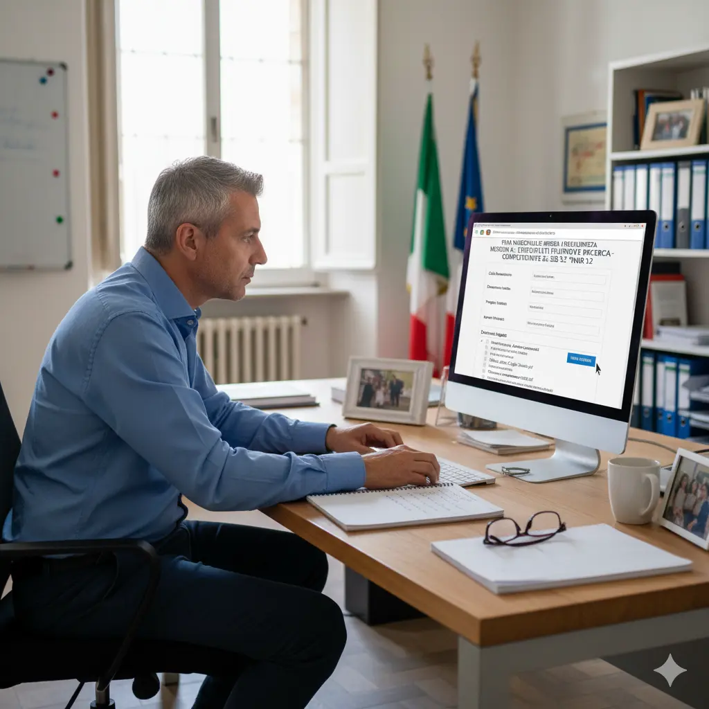 aspirante docente davanti ad un pc mentre compila la domanda di partecipazione al PNRR3