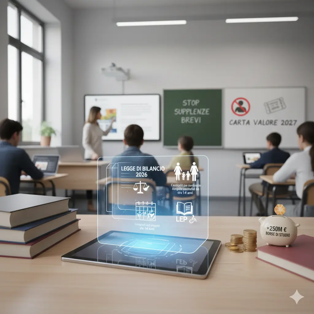 Le Novità della Legge di Bilancio 2026: una docente illustra le nuove misure agli alunni in classe.