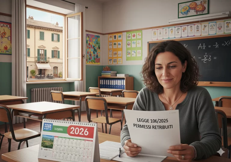 Docente in classe studia la legge 106/2025