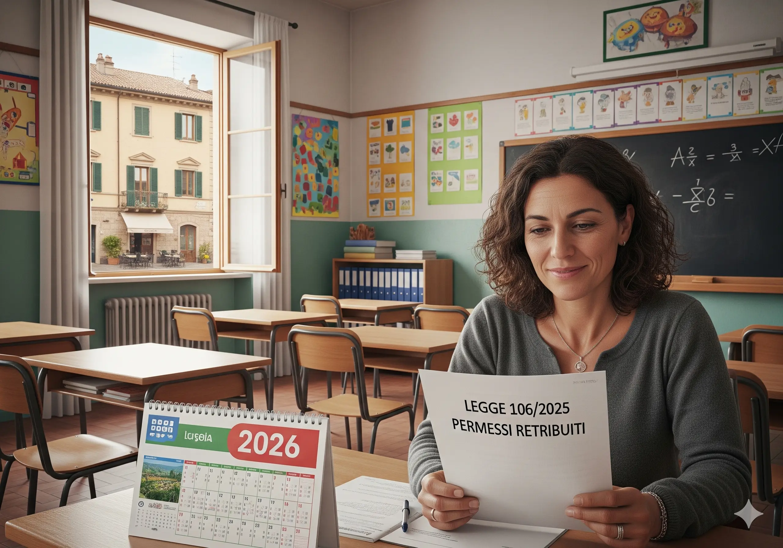 Docente in classe studia la legge 106/2025