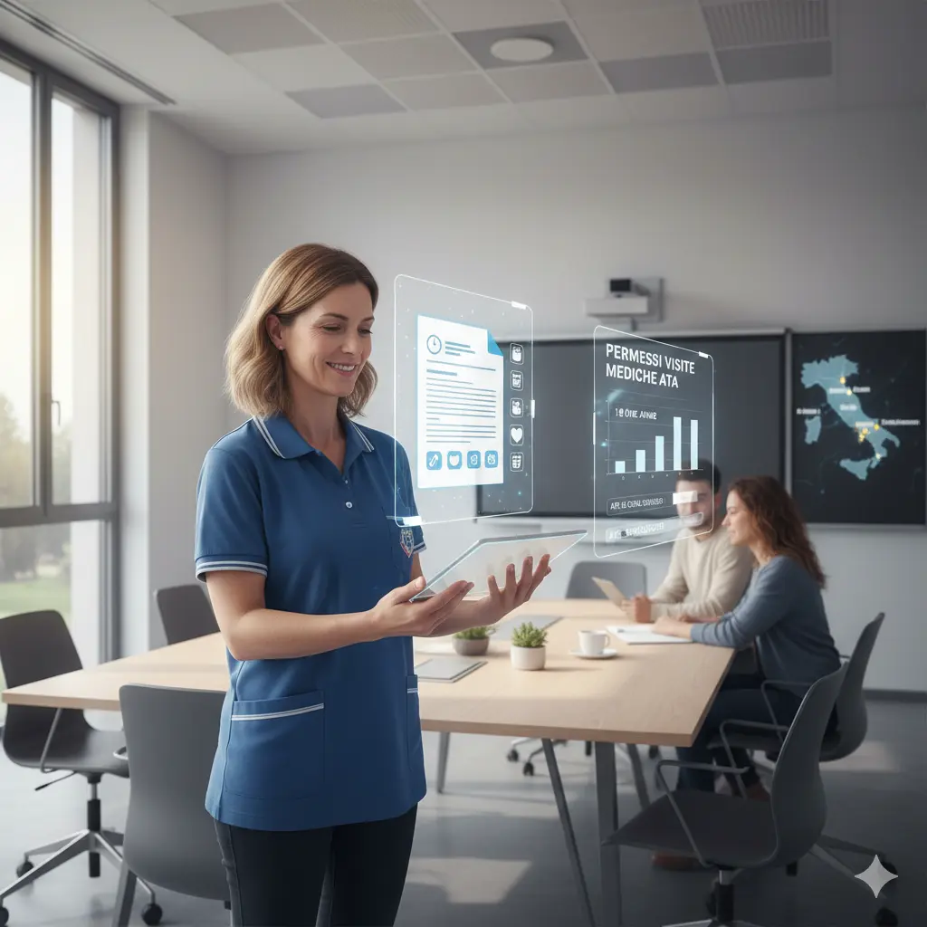 Alcune figure professionali analizzano grazie all'AI i permessi visite mediche ATA