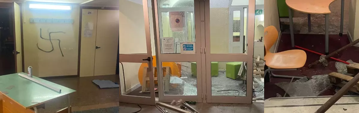 Vandalismo al liceo Da Vinci di Genova: le immagini dei danni