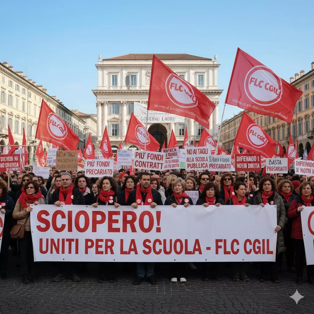 Protesta dei precari della scuola: in piazza, il 13 novembre, insieme alla FLC CGIL per chiedere stabilizzazione e diritti