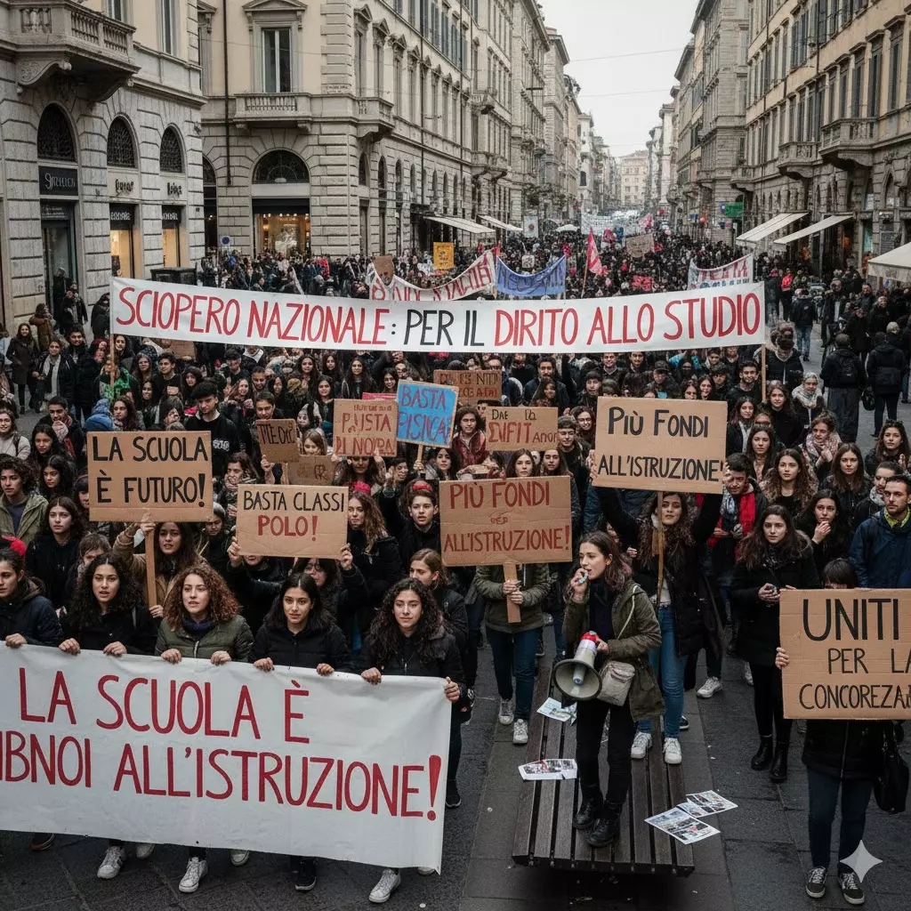 Sciopero scuola il 4 Novembre 2025: manifestanti in piazza
