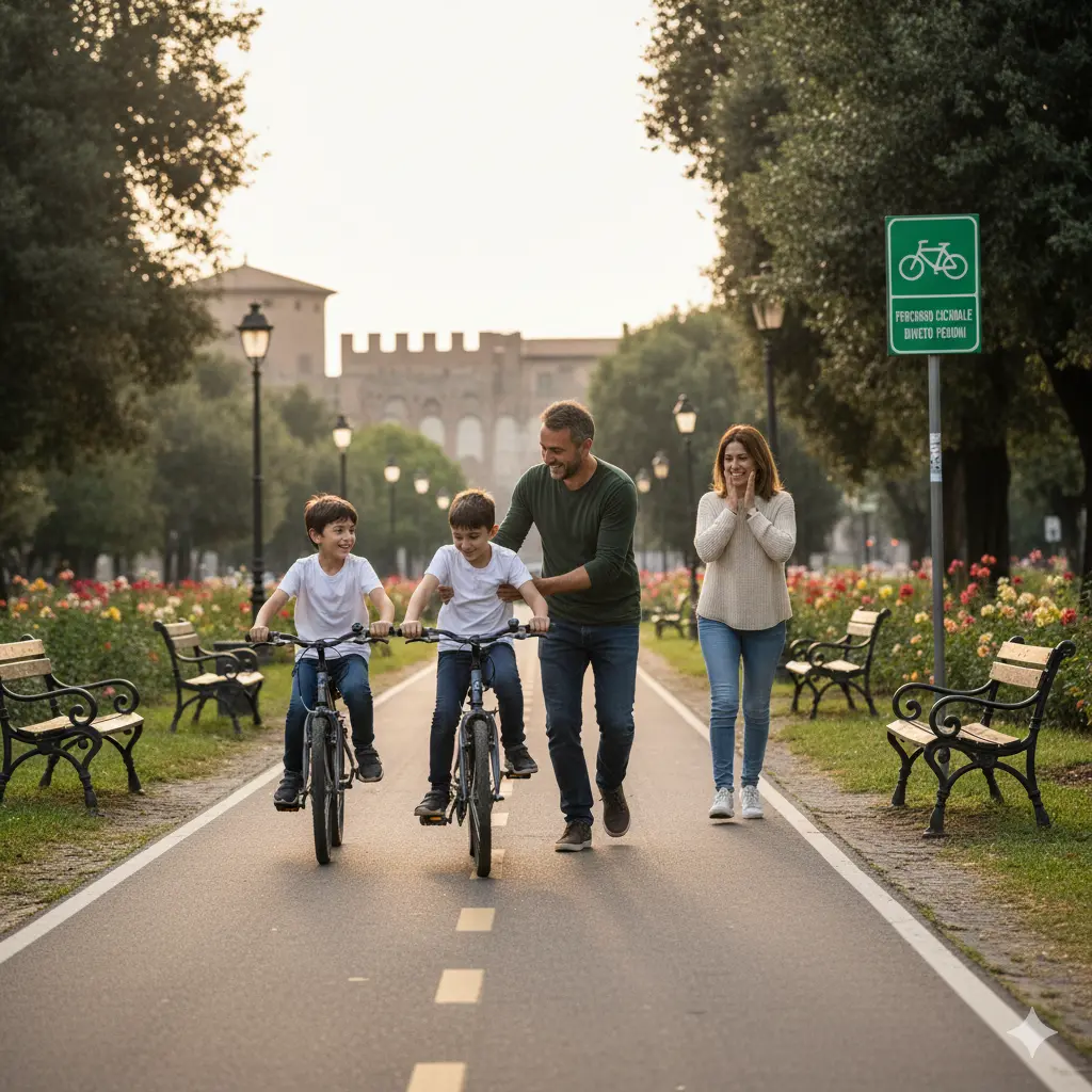 Autismo e arti marziali: genitori con figli in bici