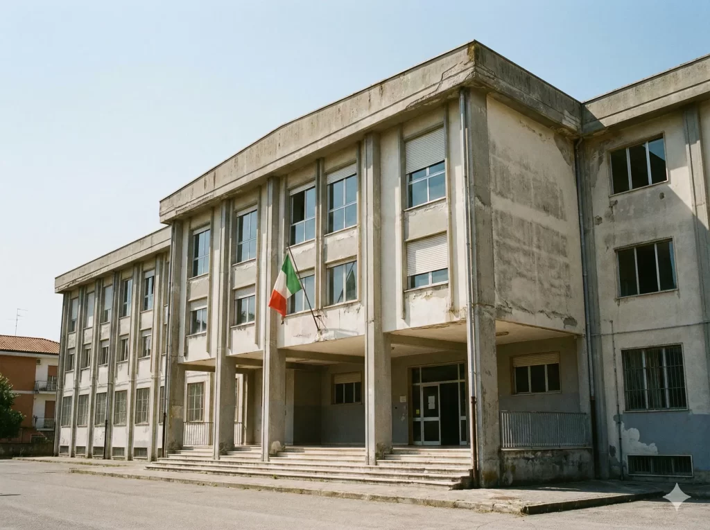 MIM, Fondi antincendio scuole: edificio scolastico con evidenti segni di usura